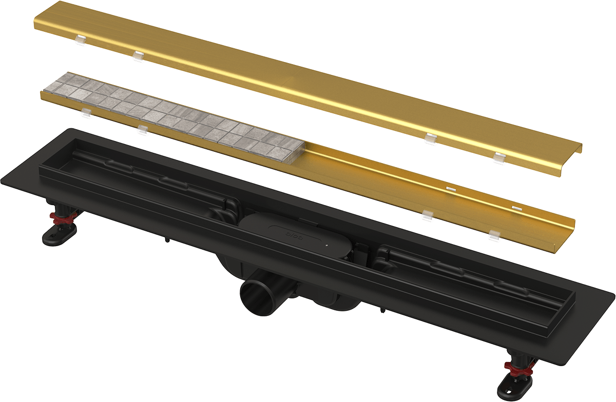ALCA (Alcaplast) APZ19BLACK-G-B Simple 95 cm zuhanyfolyóka forgatható ráccsal, szálcsiszolt arany APZ19BLACK-950-G-B