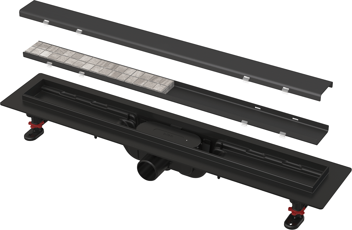 ALCA (Alcaplast) APZ19BLACK-GM-B Simple 65 cm zuhanyfolyóka forgatható ráccsal, szálcsiszolt gun metal AAPZ19BLACK-650-GM-B