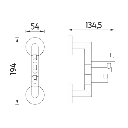 Roltechnik NIMCO Unix Chrome forgatható fali akasztó, króm UN 13099-26