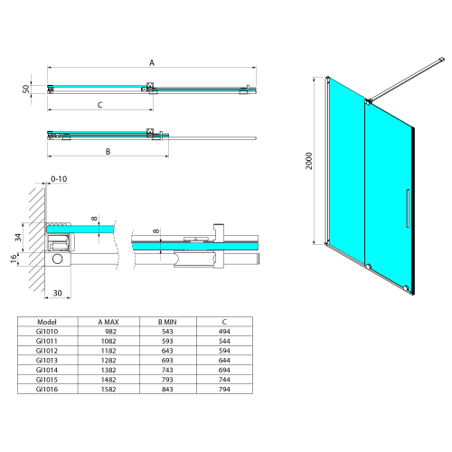 Sapho GELCO SPIRIT 160 cm zuhanyajtó transzparent üveggel, króm GI1016