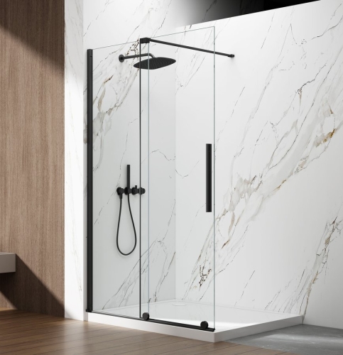 Sapho GELCO SPIRIT BLACK 140 cm zuhanyajtó transzparent üveggel, matt fekete GI1014B