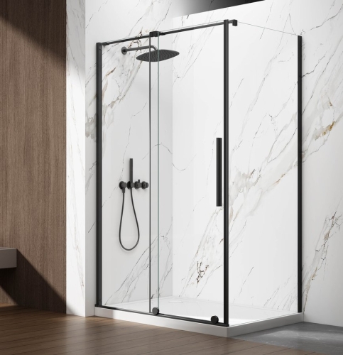 Sapho GELCO SPIRIT BLACK 160 cm zuhanyajtó transzparent üveggel, matt fekete GI1016B