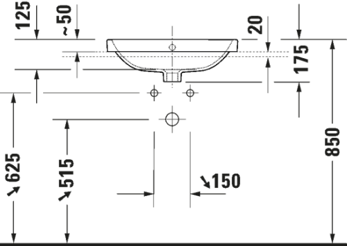 Duravit No.1 beépíthető mosdó 55x43,5 cm 03555500272