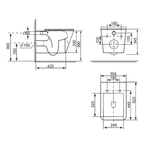 Sapho PORTO VORTEX fali WC, fehér PZ102V