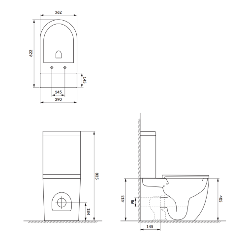 Cersanit REMO PRO Tornado monoblokkos WC lassú záródású ülőkével, fehér K3030-001