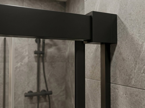 Sapho GELCO LUXOR BLACK 140 cm zuhanyajtó transzparent üveggel, matt fekete GU1214B