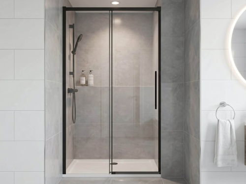 Sapho GELCO LUXOR BLACK 150 cm zuhanyajtó transzparent üveggel, matt fekete GU1215B