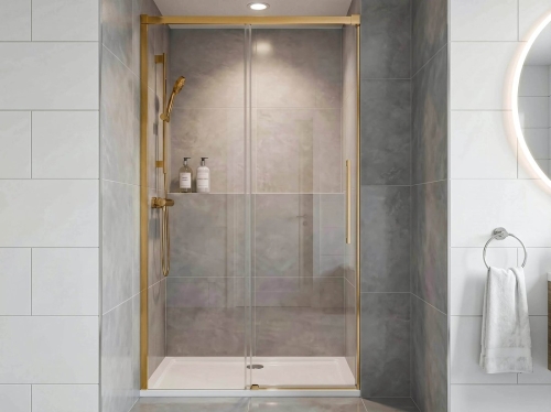 Sapho GELCO LUXOR GOLD 130 cm zuhanyajtó transzparent üveggel, matt arany GU1213G