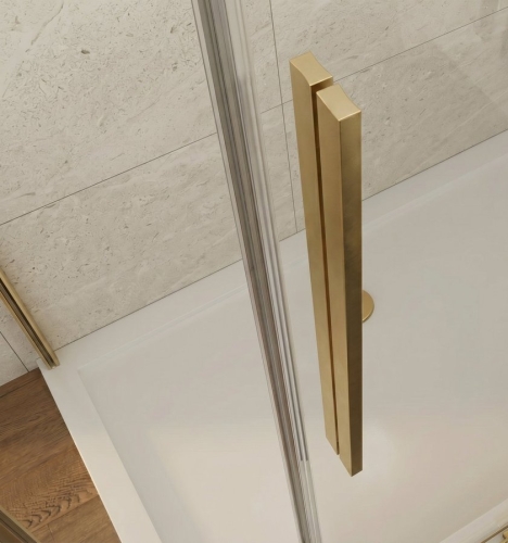 Sapho GELCO LUXOR GOLD 140 cm zuhanyajtó transzparent üveggel, matt arany GU1214G