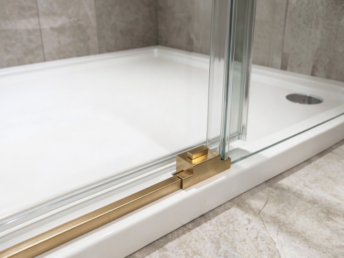 Sapho GELCO LUXOR GOLD 140 cm zuhanyajtó transzparent üveggel, matt arany GU1214G