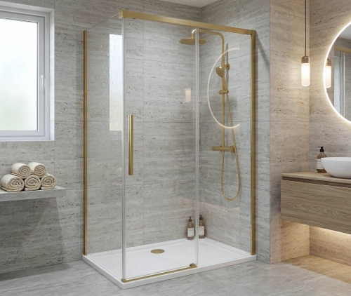 Sapho GELCO LUXOR GOLD 80 cm oldalfal transzparent üveggel, matt arany GU5680G