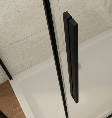 Sapho GELCO LUXOR BLACK 100 cm tolóajtó sarokbelépős zuhanykabinhoz transzparent üveggel, matt fekete GU2110B