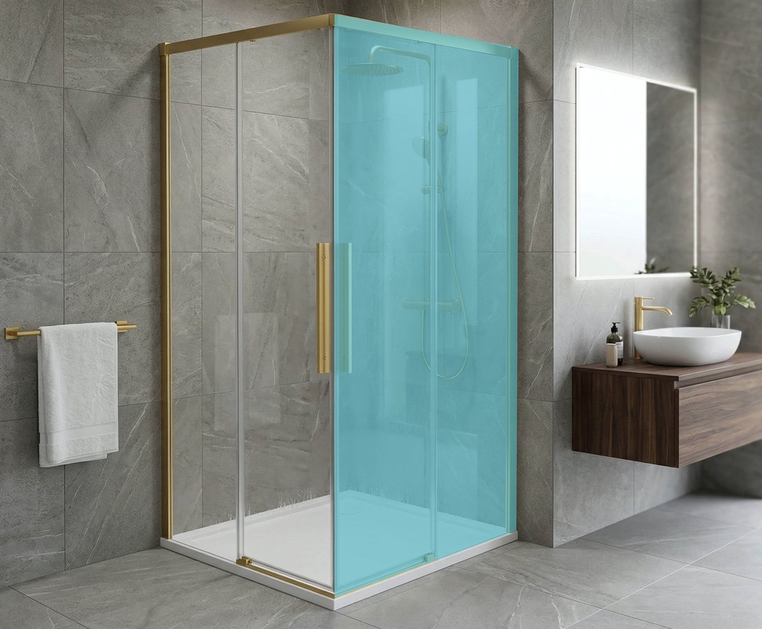 Sapho GELCO LUXOR GOLD 90 cm tolóajtó sarokbelépős zuhanykabinhoz transzparent üveggel, matt arany GU2190G