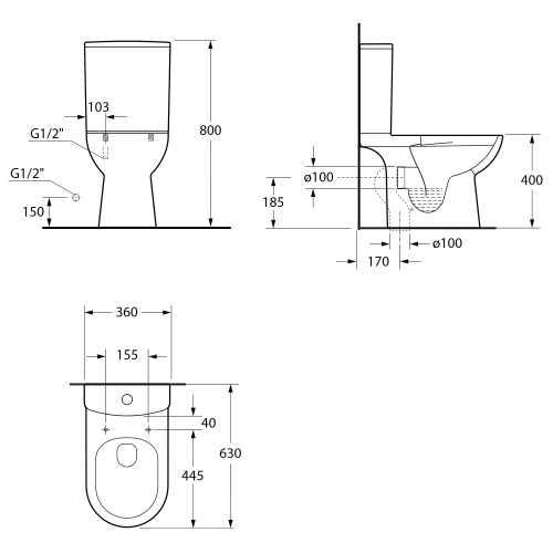 Sapho AQUALINE TALAMO RIMLESS monoblokkos WC, fehér PB107WR