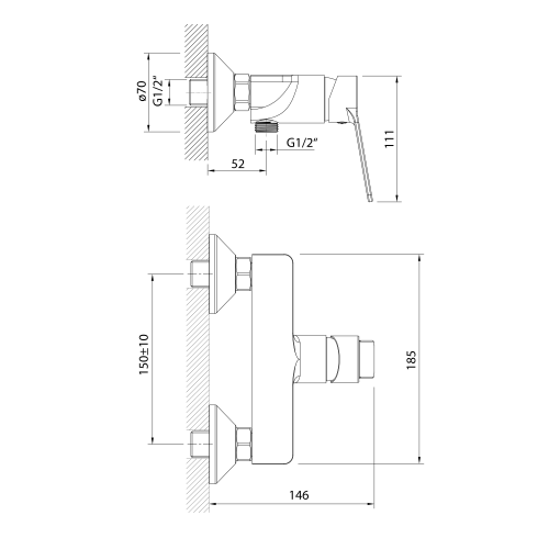 Sapho AQUALINE SINTRA zuhany csaptelep, matt fekete SX011B