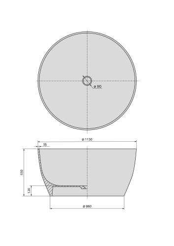 Sapho POLYSAN AVELOR 115 cm szabadon álló körkád, matt fehér 93878