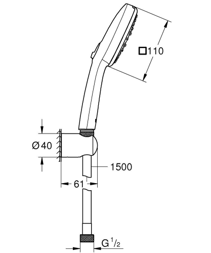 Grohe Tempesta Cube 110 fali tartós zuhanyszett 3 funkciós, matt fekete 275882433