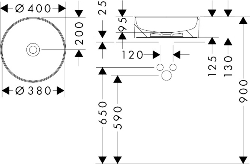 Hansgrohe Xuniva S SmartClean 40 cm pultra ültethető mosdó, fehér 61071450