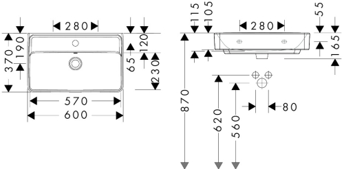 Hansgrohe Xanuia Q SmartClean 60x37 cm kompakt fali mosdó, fehér 61124450