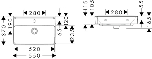Hansgrohe Xanuia Q SmartClean 55x37 cm kompakt fali mosdó, fehér 61122450