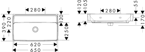 Hansgrohe Xanuia Q SmartClean 65x39 cm kompakt fali mosdó csaplyuk nélkül, fehér 61131450