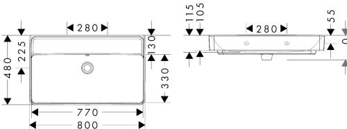 Hansgrohe Xanuia Q SmartClean 80x48 cm fali mosdó csaplyuk nélkül, fehér 61137450