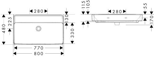 Hansgrohe Xanuia Q 80x48 cm fali mosdó csaplyuk nélkül, fehér 60228450