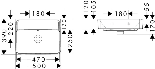 Hansgrohe Xanuia Q SmartClean 50x39 cm kézmosó csaplyuk nélkül, fehér 61143450
