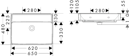 Hansgrohe Xanuia Q 65x48 cm fali mosdó csaplyuk nélkül, fehér 60247450