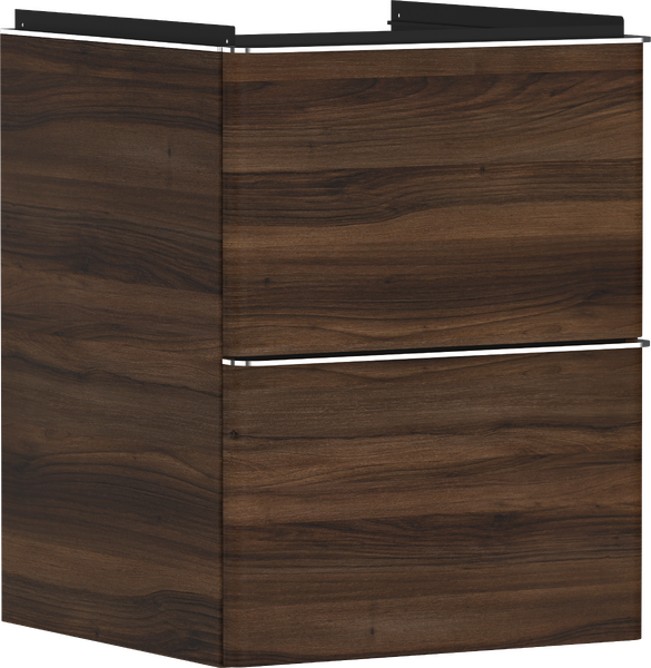 Hansgrohe Xelu Q 48x48 cm 2 fiókos mosdószekrény króm fogantyúval, sötét dió 54022000