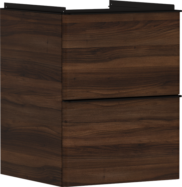 Hansgrohe Xelu Q 48x48 cm 2 fiókos mosdószekrény matt fekete fogantyúval, sötét dió 54022670