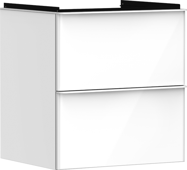 Hansgrohe Xelu Q 58x48 cm 2 fiókos mosdószekrény matt fehér fogantyúval, magasfényű fehér 54023700