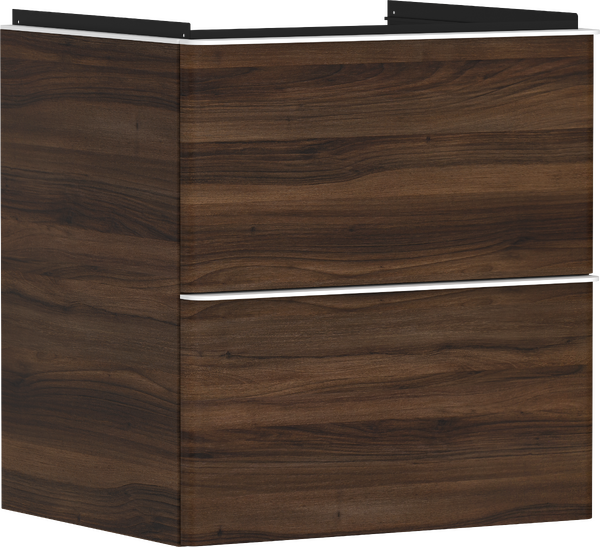 Hansgrohe Xelu Q 58x48 cm 2 fiókos mosdószekrény matt fehér fogantyúval, sötét dió 54026700