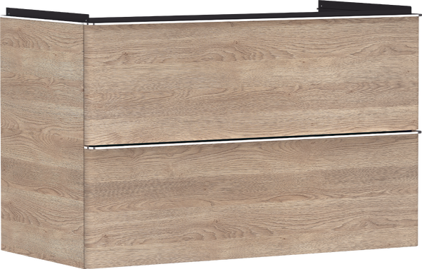 Hansgrohe Xelu Q 98x48 cm 2 fiókos mosdószekrény króm fogantyúval, természetes tölgy 54033000