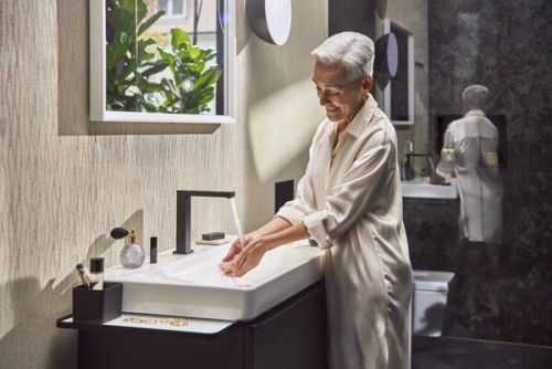 Hansgrohe Xelu Q 78x48 cm 2 fiókos mosdószekrény matt fekete fogantyúval, matt gyémántszürke 54028670