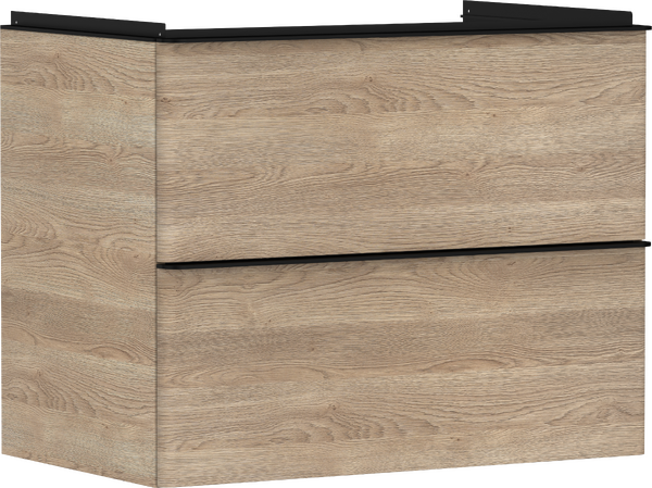Hansgrohe Xelu Q 78x48 cm 2 fiókos mosdószekrény matt fekete fogantyúval, természetes tölgy 54029670