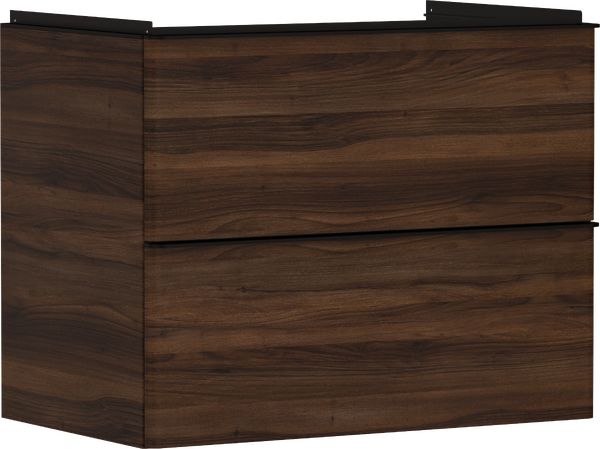 Hansgrohe Xelu Q 78x48 cm 2 fiókos mosdószekrény matt fekete fogantyúval, sötét dió 54030670