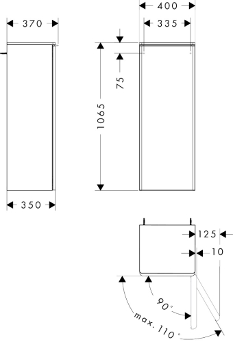 Hansgrohe Xelu Q 40 cm jobbos közepes kiegészítő szekrény króm fogantyúval, matt gyémántszürke 54132000