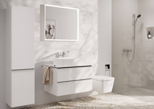 Hansgrohe Xelu Q 40 cm balos magas kiegészítő szekrény króm fogantyúval, magasfényű fehér 54135000