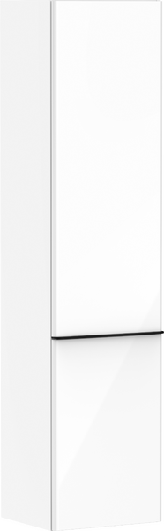Hansgrohe Xelu Q 40 cm balos magas kiegészítő szekrény matt fekete fogantyúval, magasfényű fehér 54135670