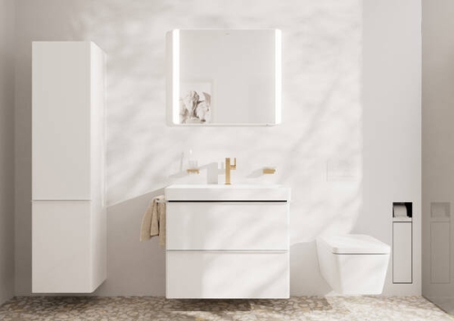 Hansgrohe Xelu Q 40 cm balos magas kiegészítő szekrény matt fehér fogantyúval, magasfényű fehér 54135700