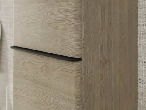 Hansgrohe Xelu Q 40 cm jobbos magas kiegészítő szekrény matt fekete fogantyúval, természetes tölgy 54141670