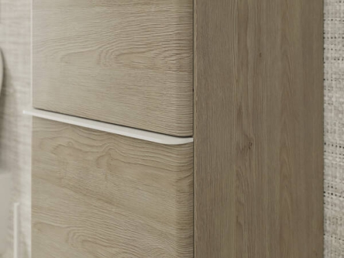 Hansgrohe Xelu Q 40 cm jobbos magas kiegészítő szekrény matt fehér fogantyúval, természetes tölgy 54141700
