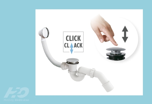 H2O PURE click-clack le-és túlfolyó szifonnal, króm 15294
