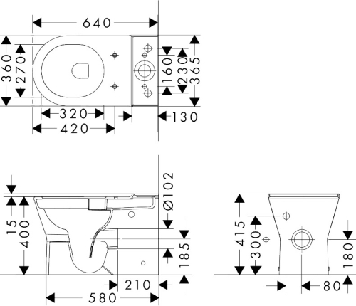 Hansgrohe EluPura Original S AquaChannel Flush monoblokkos WC, fehér 60135450