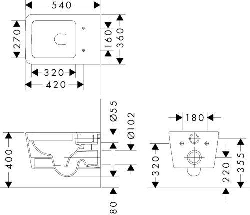 Hansgrohe EluPura Original Q AquaChannel Flush fali WC, fehér 60145450