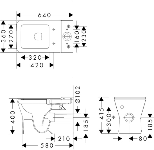 Hansgrohe EluPura Original Q AquaChannel Flush monoblokkos WC, fehér 60137450