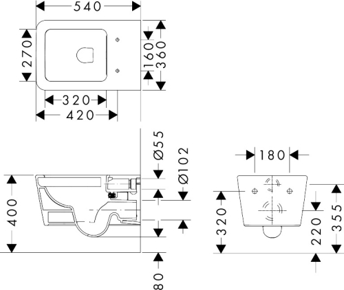 Hansgrohe EluPura Q AquaFall Flush fali WC, fehér 60194450