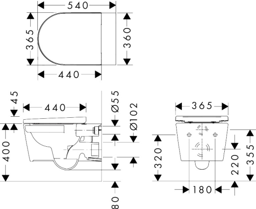 Hansgrohe EluPura Original S AquaChannel Flush fali WC ülőkével, fehér 60207450