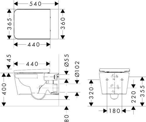 Hansgrohe EluPura Original Q AquaChannel Flush fali wc ülőkével, fehér 60208450